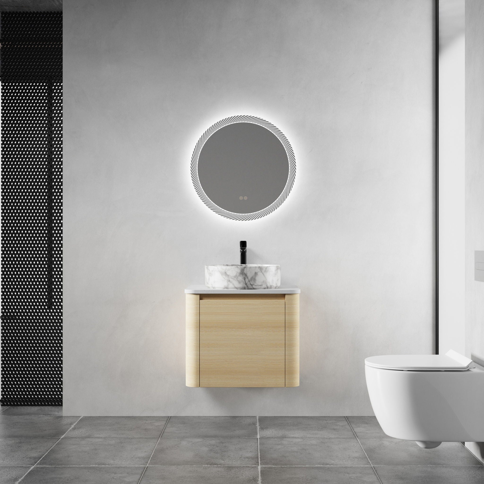 Mounted Bathroom Vanity & Art Sink & 2 Soft Close Doors