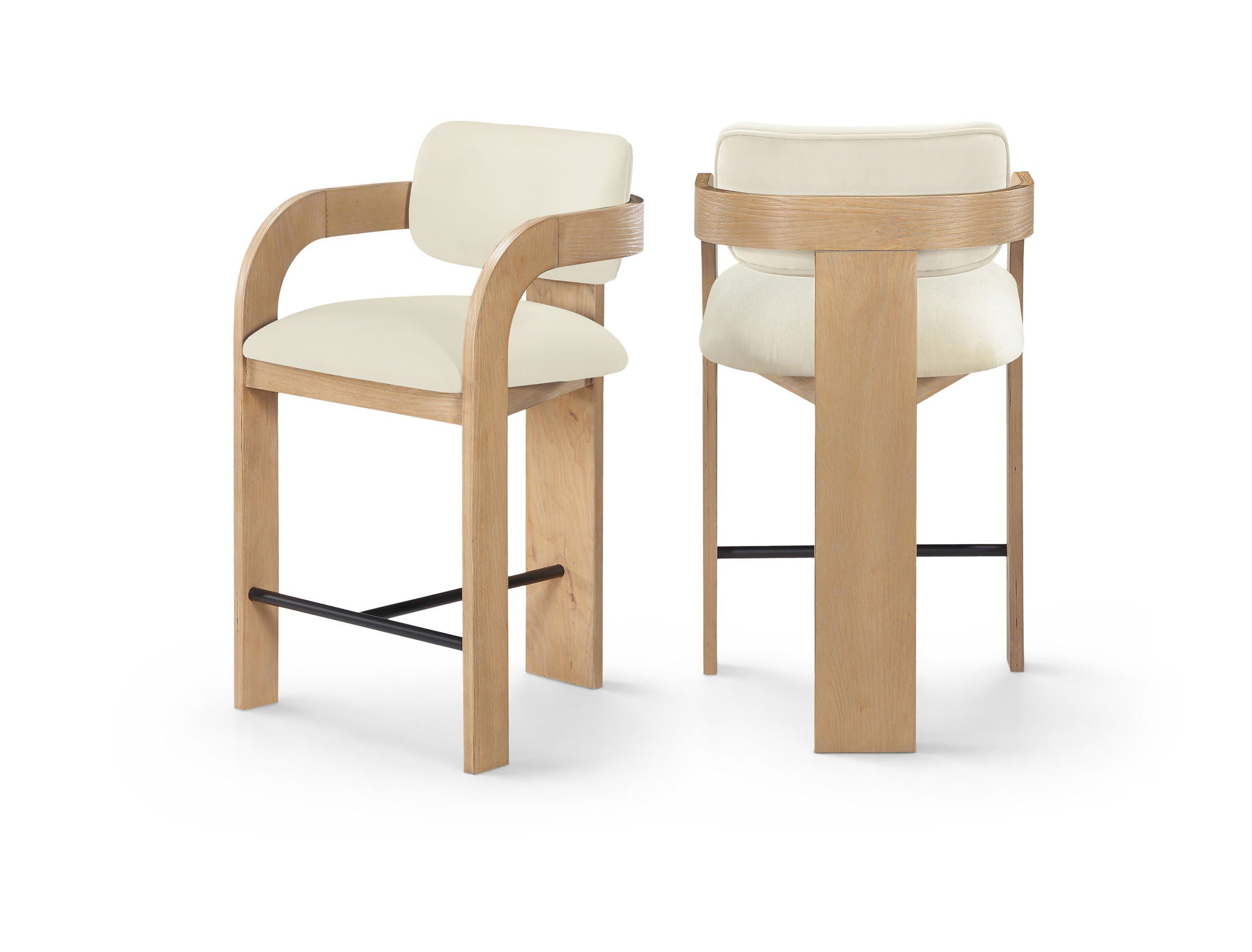 Cedra - Velvet Performance Fabric Upholstered Counter Stool - Natural Frame