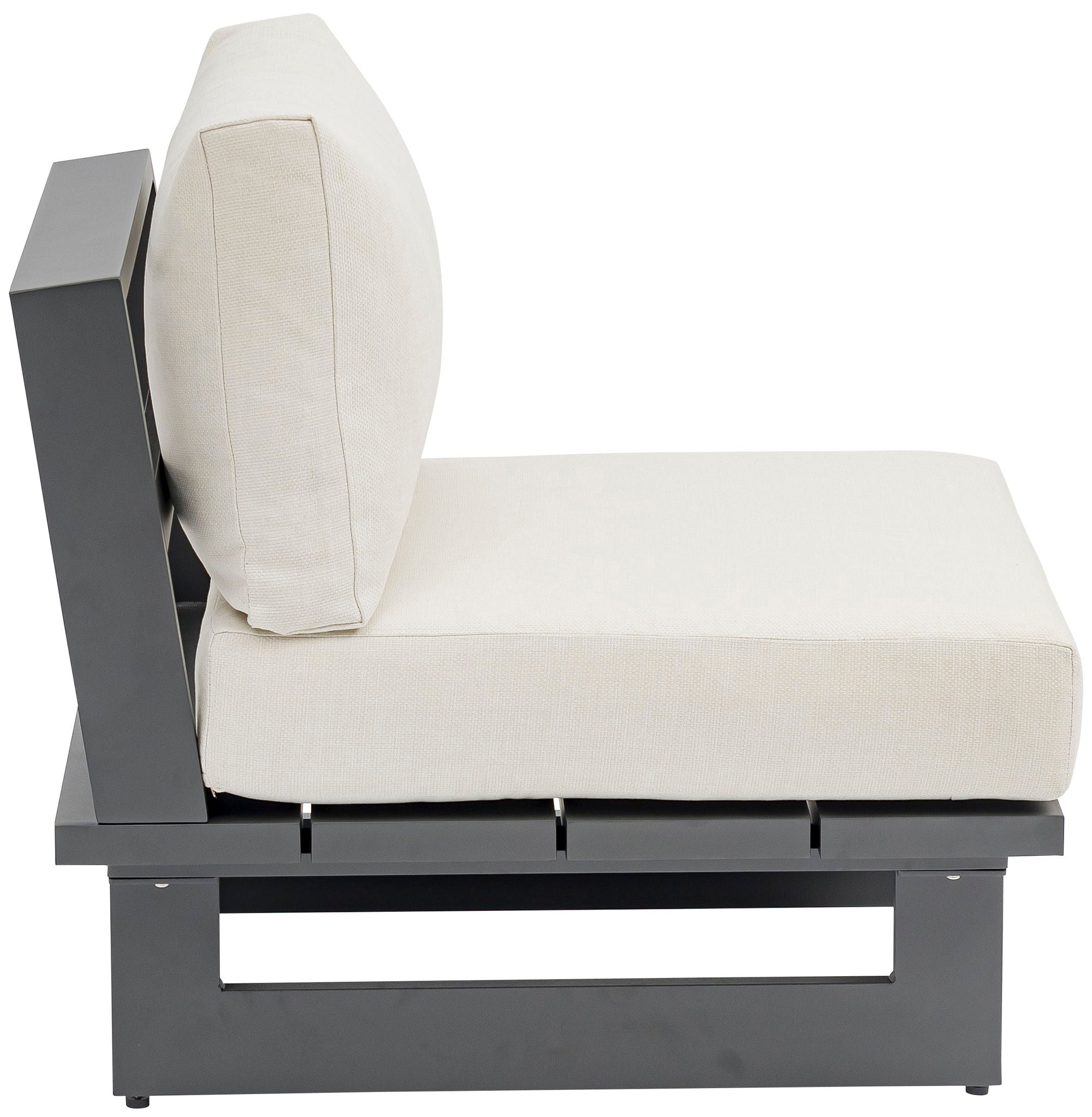 Maldives - Water Resistant Outdoor Patio Armless Chair With Gray Frame - Cream