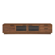 TV Stand With 2 Drawers, Doors & Cable Management, Soft Closing Hinges - Walnut