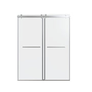 Frameless Double Sliding Shower Door In, Thick Tempered Glass, Reversible Installation