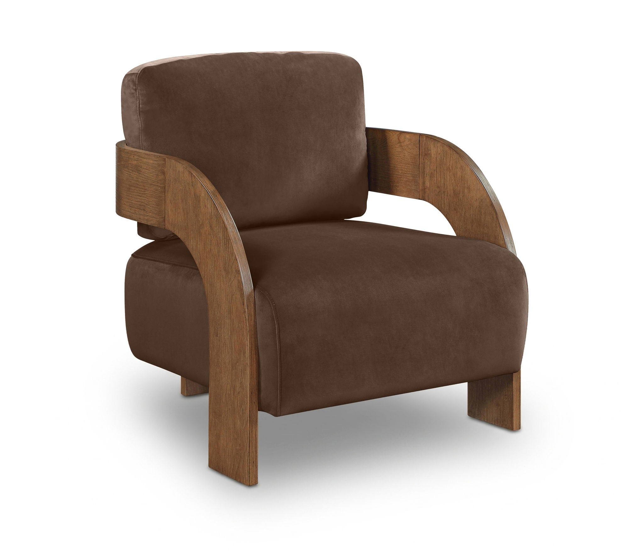 Cedra - Velvet Performance Fabric Upholstered Accent Chair - Brown Frame