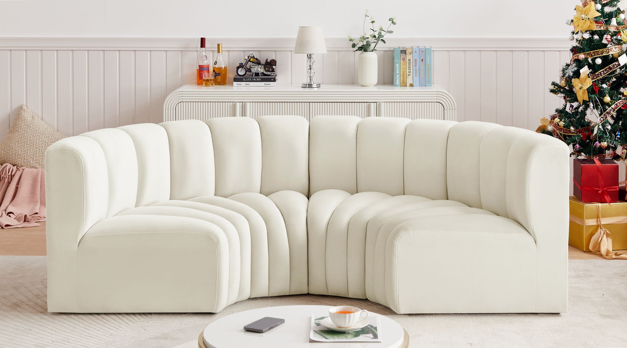 Arc - Velvet 4 Piece U-Shaped Modular Sofa