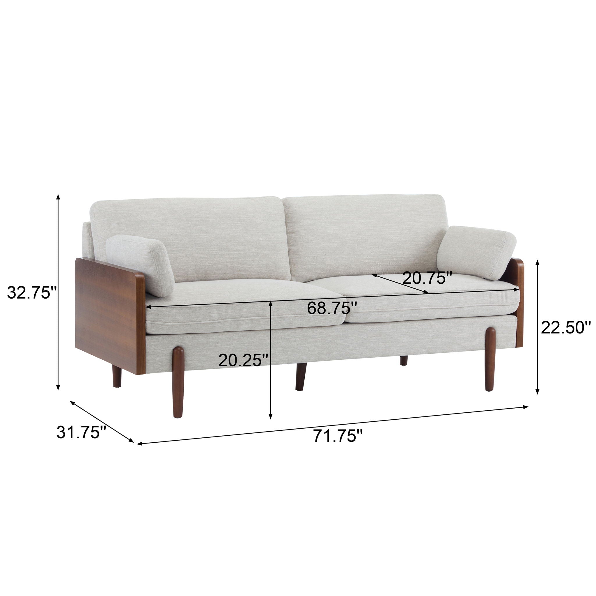 Mid Century Moderne Sofa With Wood Sides