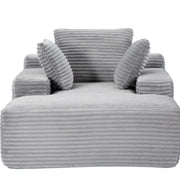 Oversized Chaise Lounge Chair Cozy Cloud Couch, Plush Corduroy Upholstered Sleeper Sofa Daybed With 3 Throw Pillows And Wide Armrest For Living Room - Gray