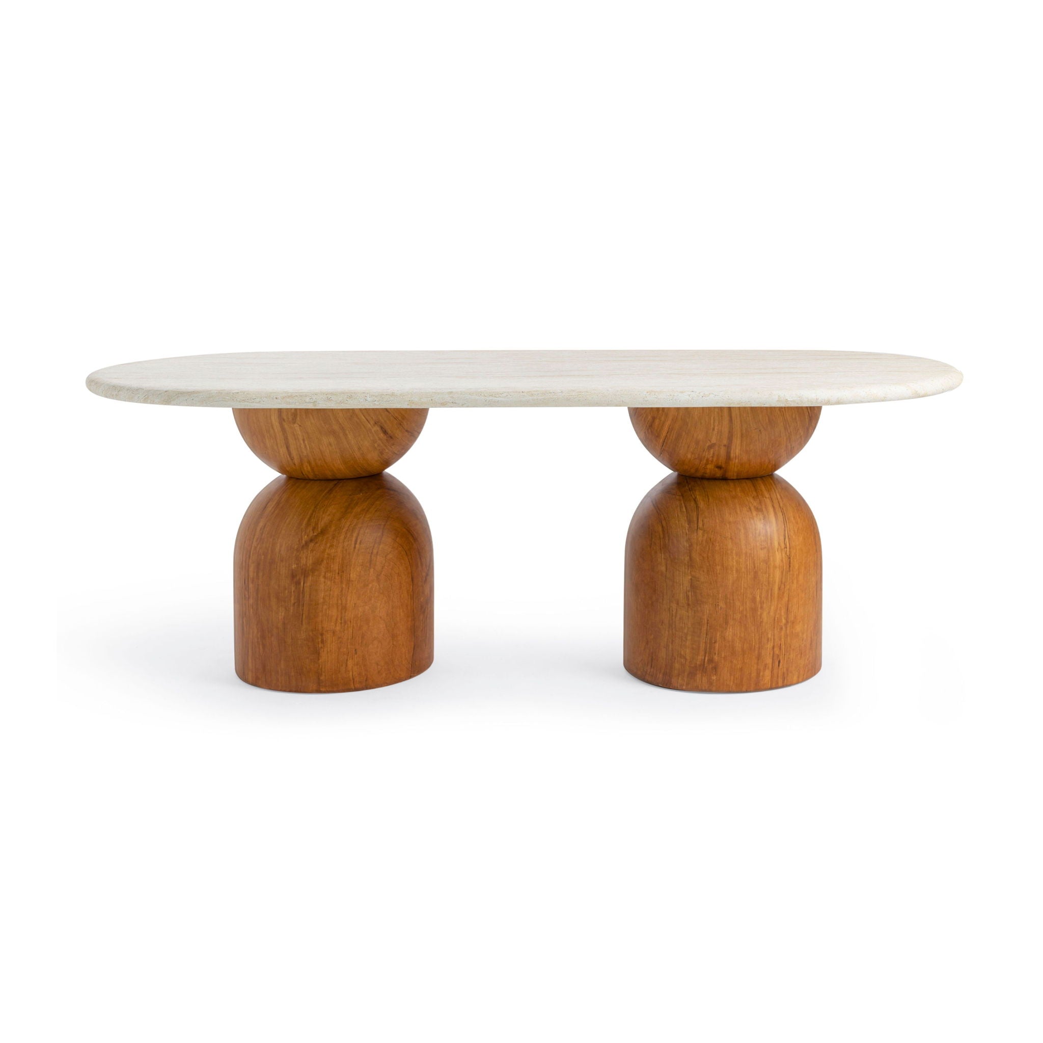 Cynthia - 87" Indoor / Outdoor Long Dining Table - Brown / Travertine