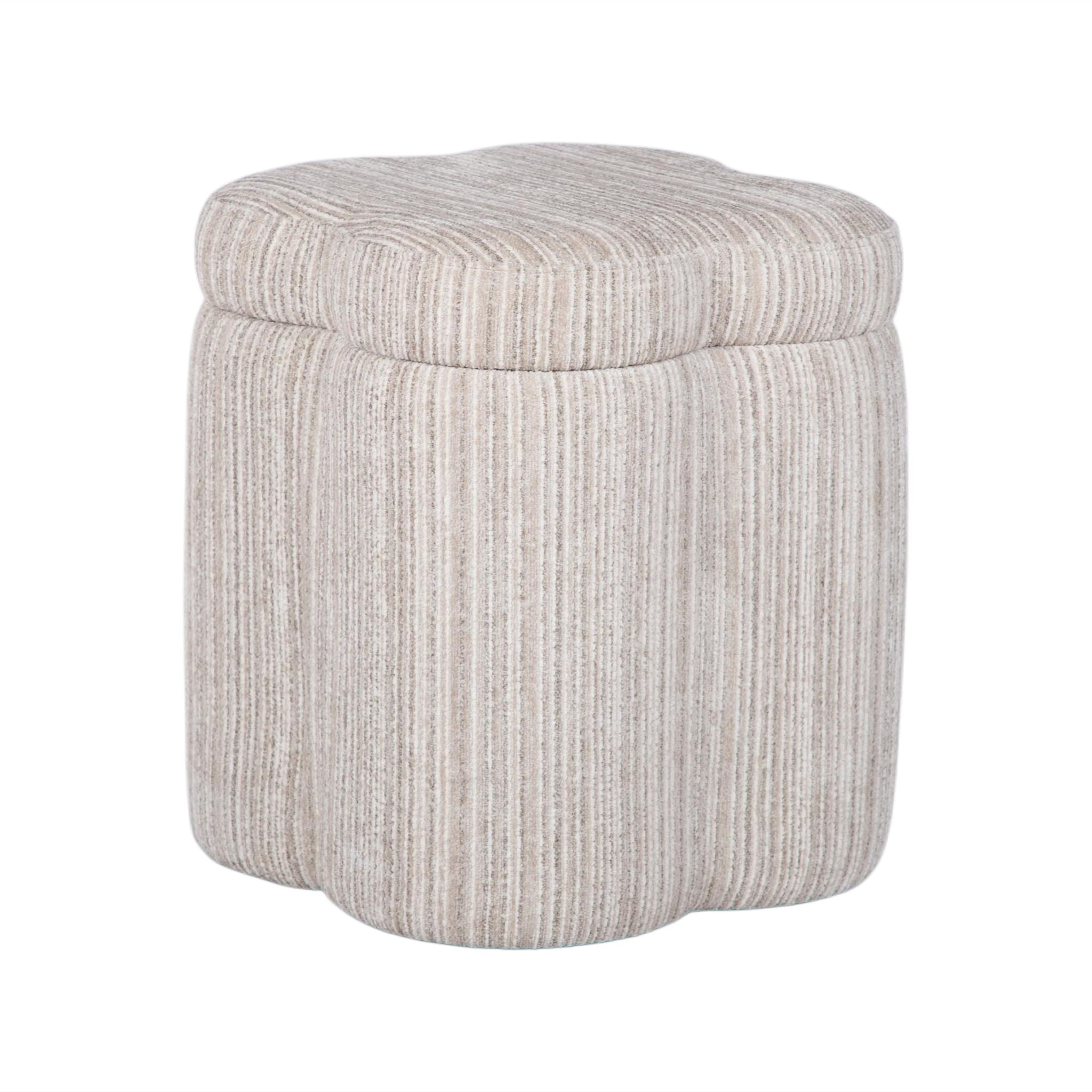 Lilou - Striped Jacquard Storage Stool - Cream