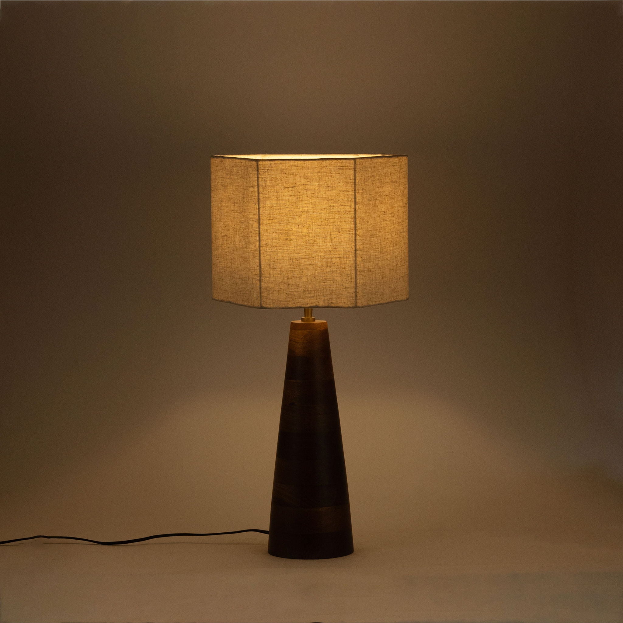 Juniper - Mango Wood Base And Linen Textured Fabric Shade Table Lamp