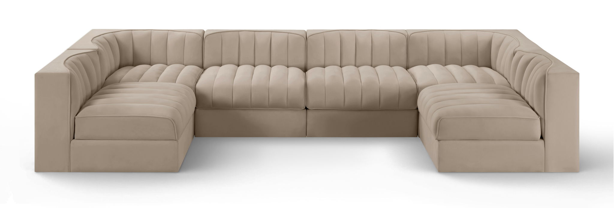 Rummi - Armless Velvet Performance Fabric Upholstered 6 Piece Modular Sectional
