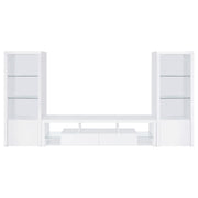 Lance - 3 Piece TV Entertainment Center With Shelves - Gloss White