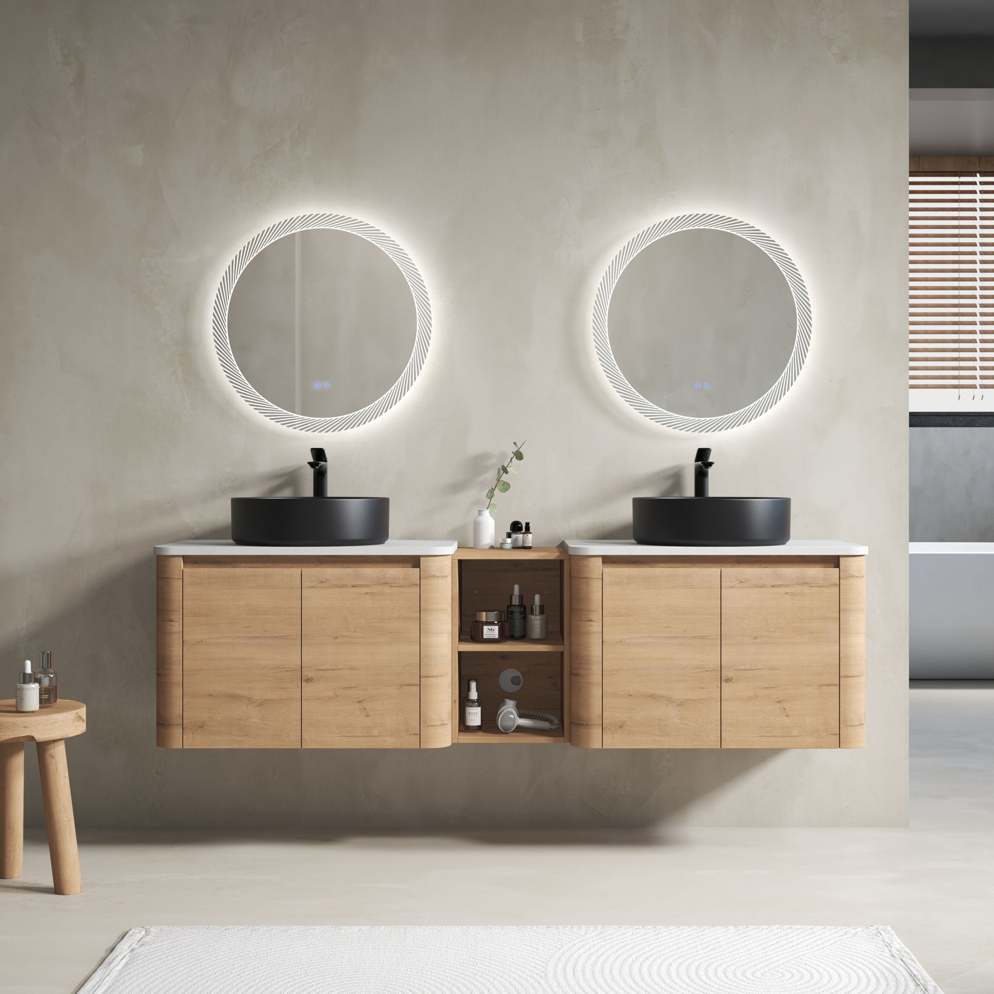 Wall Mounted Bathroom Vanity With Art Sink, 1 Storage Shelf, Soft Close Door