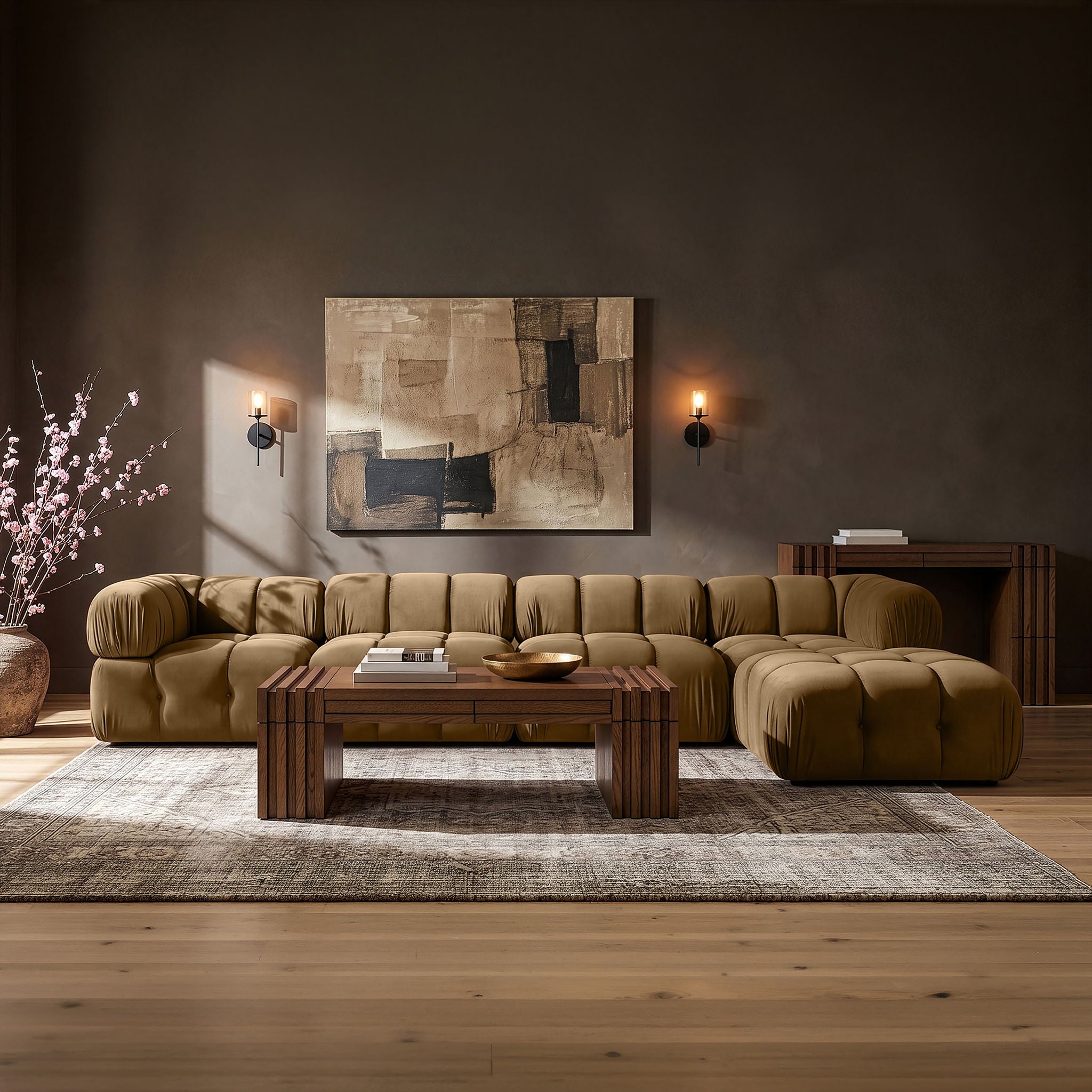 Orin - Fabric Velvet 5 Piece Modular Sectional