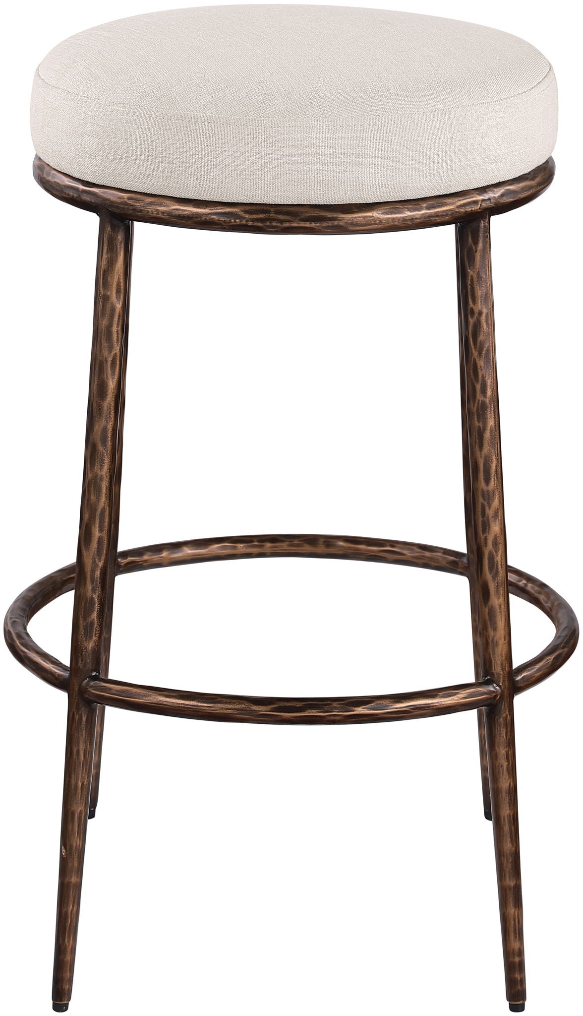 Ferro - Performance Fabric Upholstered Backless Bar Stool - Antique Bronze