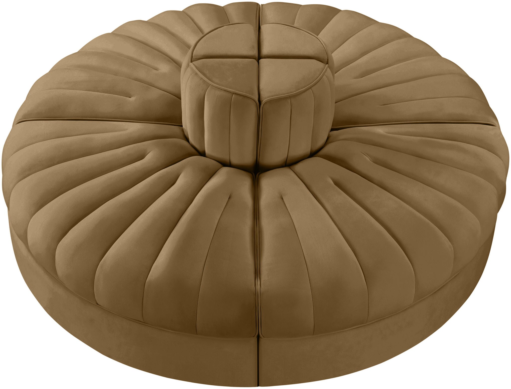 Rummi - Round Velvet Performance Fabric Upholstered 4 Piece Modular Sofa