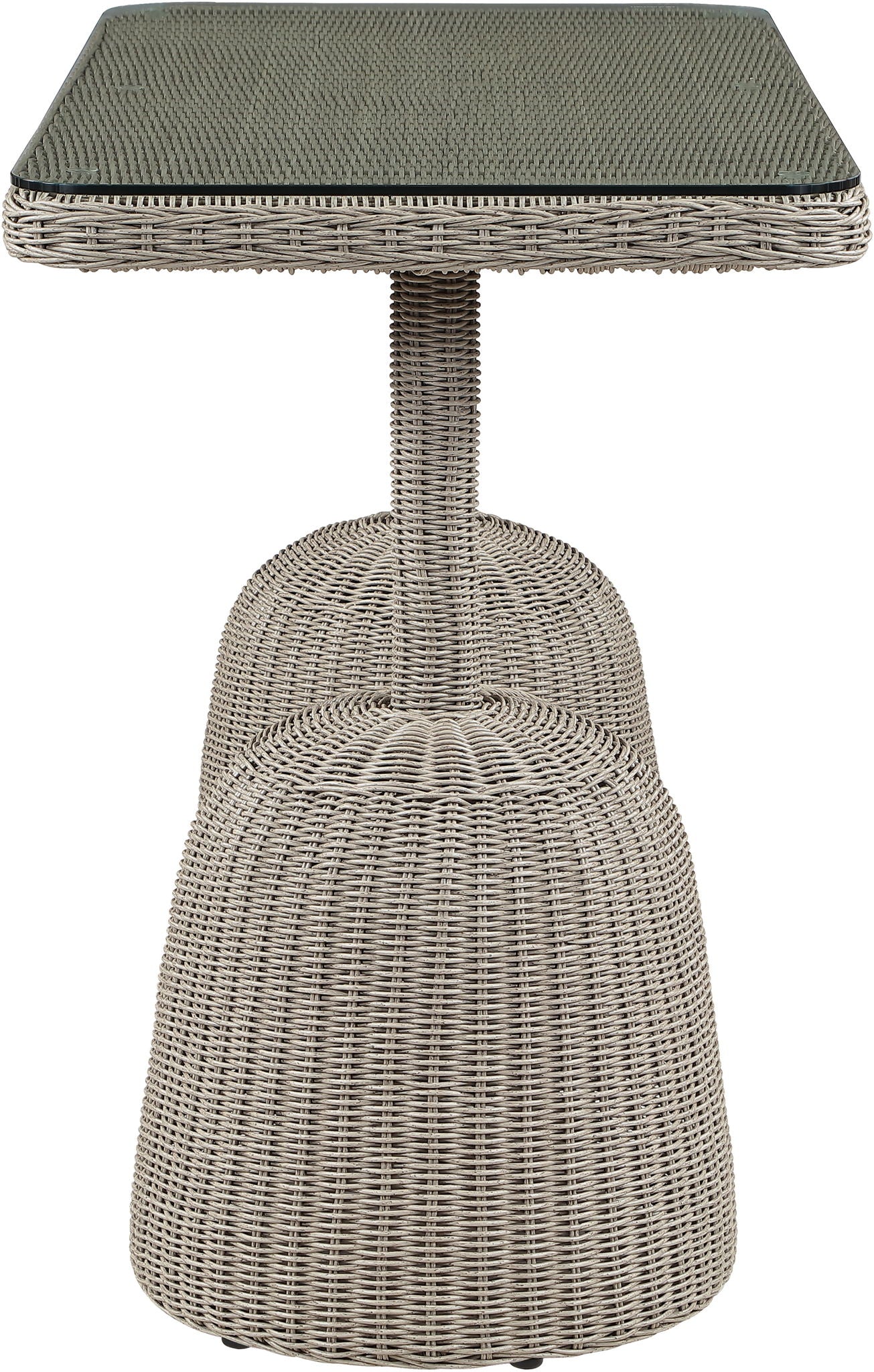 Seacrest - Tempered Glass Top And Wicker Outdoor Patio Bar Height Table