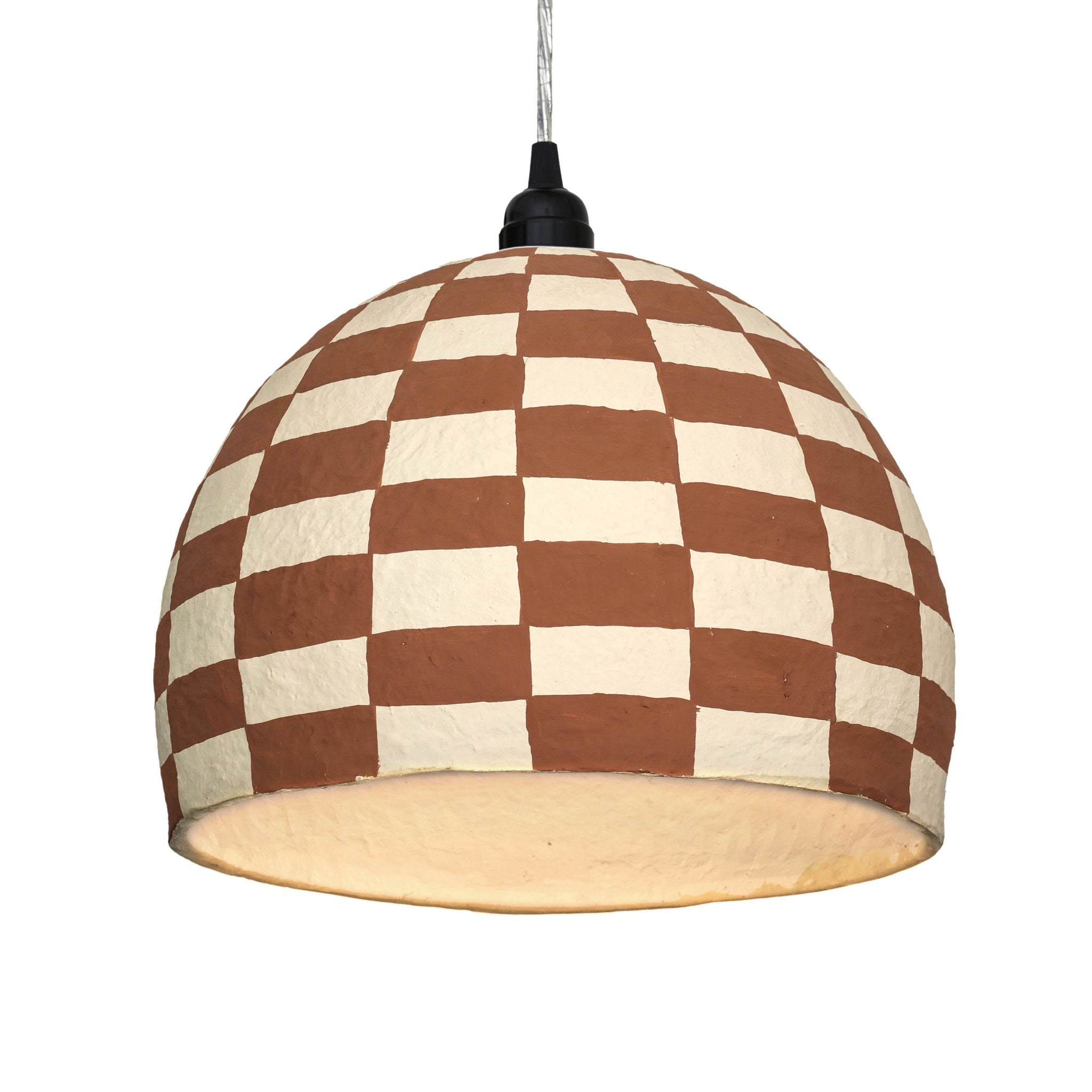 Taurus - Cotton Mache Pendant Lamp - White / Terracotta