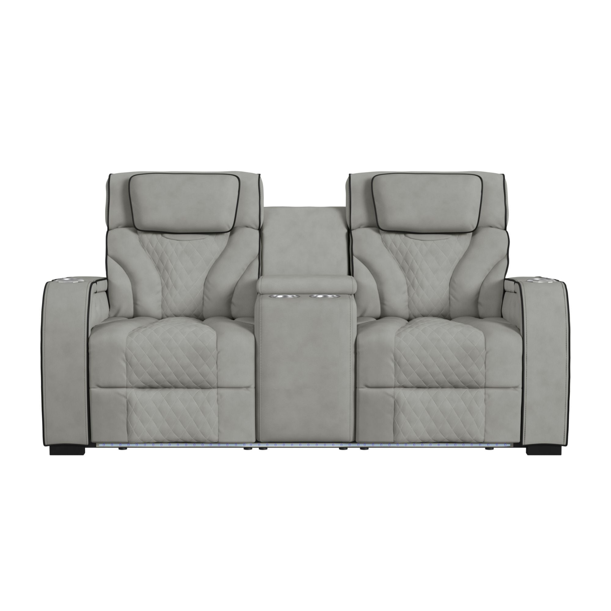 Blitz - Motion Loveseat With Console, And LED