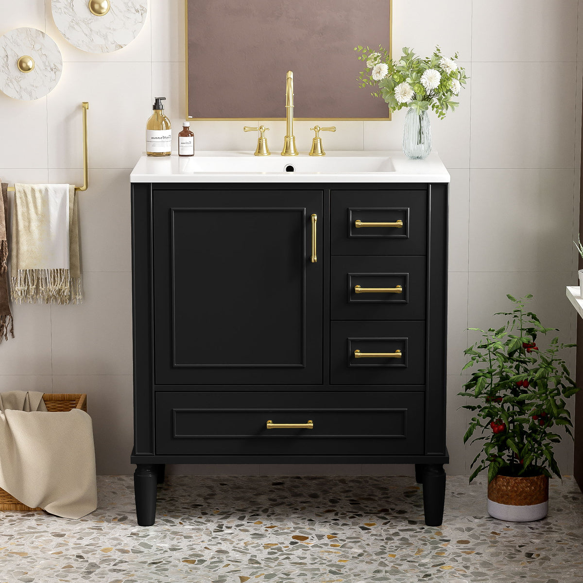 Traditional Bathroom Vanity Set With Soft Close Doors