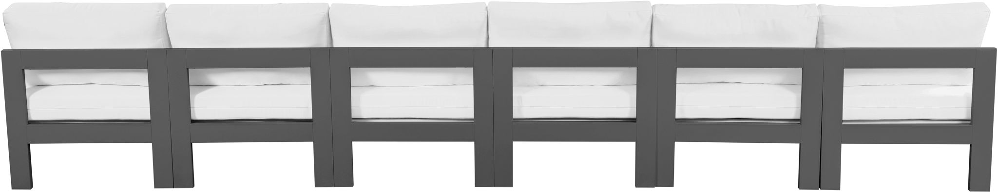 Nizuc - Outdoor Patio 6 Seat Armless Modular Sofa With Gray Frame