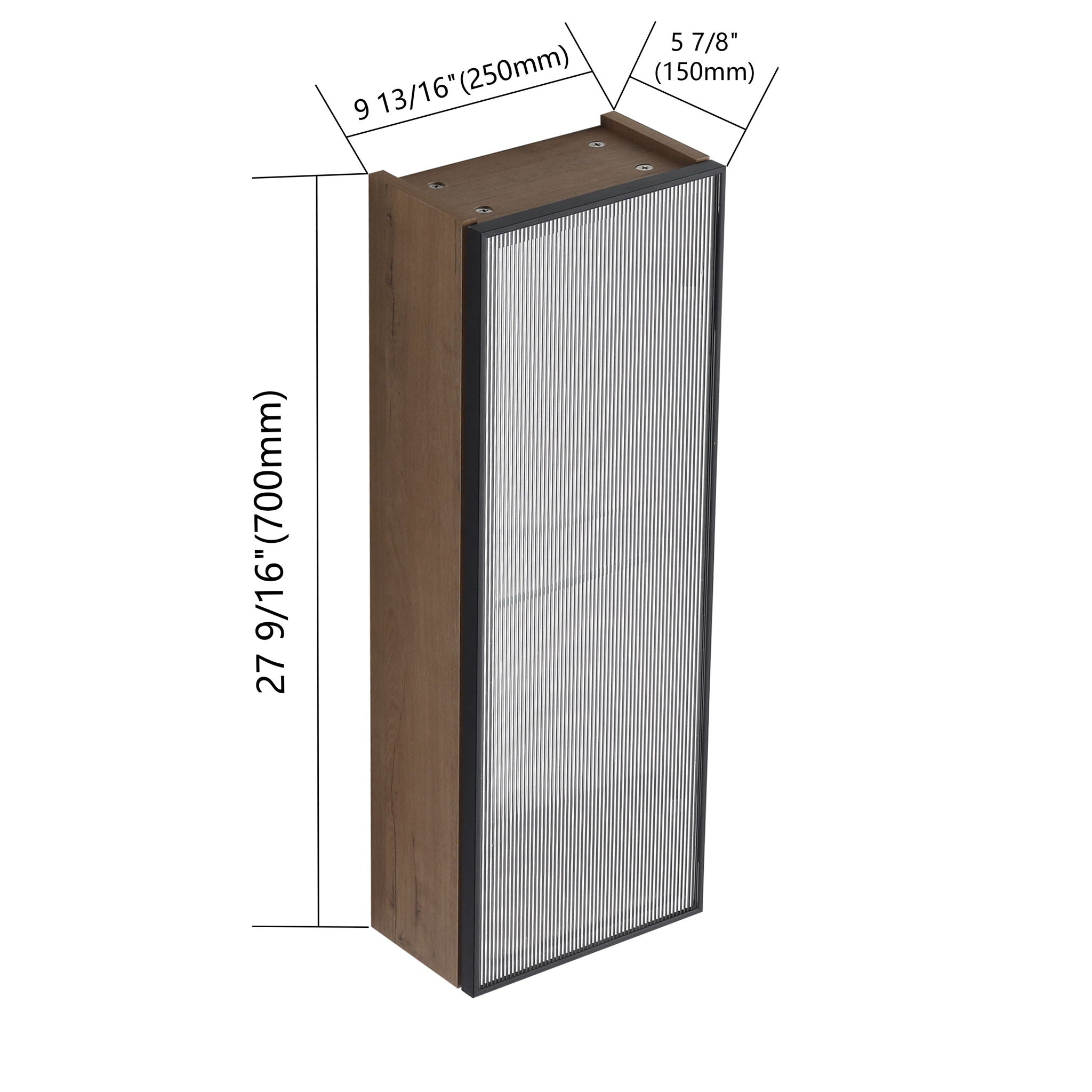 10" Bathroom Wall Mirror Cabinet With Door, Adjustable Shelf - Imitative Oak