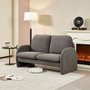 Loveseat Sofa Small Couch For Living Room, Sherpa Fabric Upholstered Loveseat Sofa Couch, Small Loveseat Sofa For Apartment, Bedroom - Gray