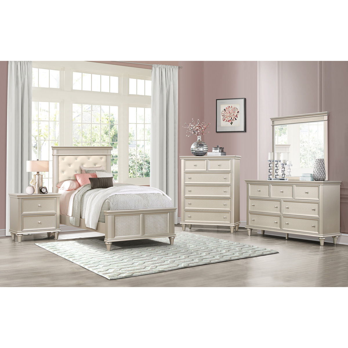 Celandine - Nightstand - Gold / Silver / Champagne