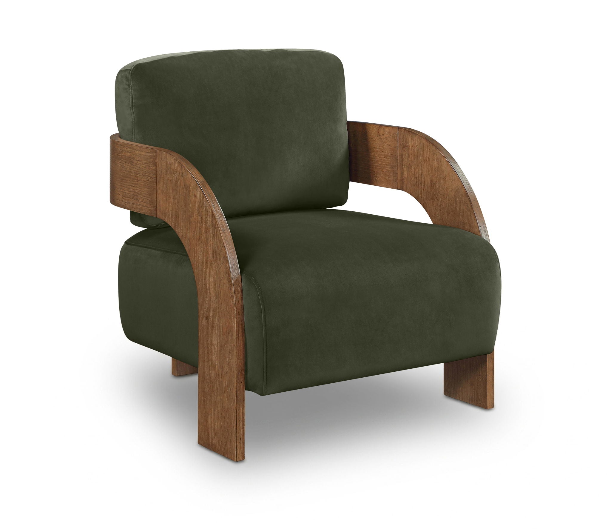 Cedra - Velvet Performance Fabric Upholstered Accent Chair - Brown Frame