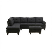 L - Shaped 3 Piece Sectional Sofa With Chaise, Storage Ottoman & Cup Holders