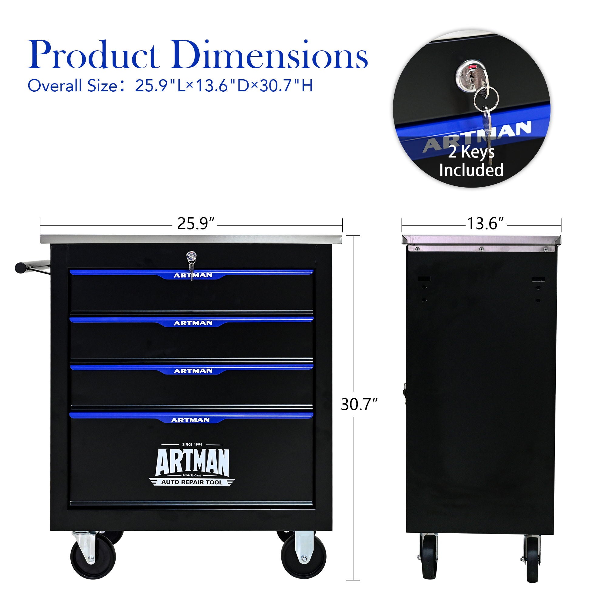 Drawer Multifunctional Tool Cart With Wheels