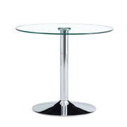 Modern Minimalist Circular Glass Dining Table With Electroplated Metal Legs 35" Diameter - Transparent