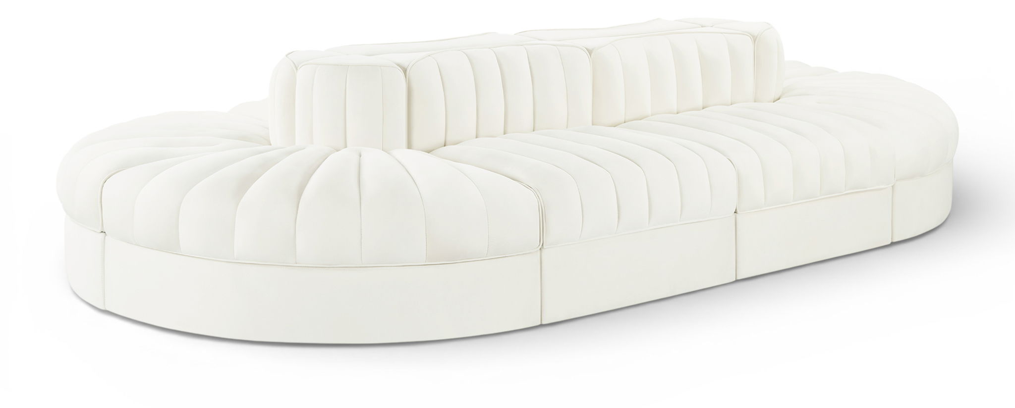 Rummi - Oval Velvet Performance Fabric Upholstered 8 Piece Modular Sectional