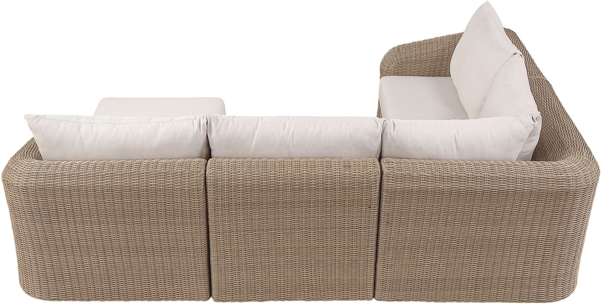 Seacrest - 123.25" Olefin Water Resistant And Wicker 5 Piece Outdoor Patio Modular Sectional