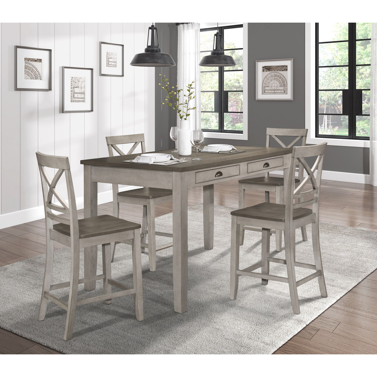Brightleaf - Counter Height Chair (Set of 2) - Brown / Gray
