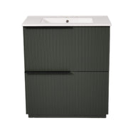 Fluted Bathroom Vanity With Ceramic Sink, Soft Close Slides