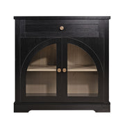 Sideboard Cabinet With 1 Drawer And 2 Arched Doors With Adjustable Shelves For Entryway - Black