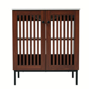 30" Vintage Bathroom Vanity With Ceramic Sink, Modern Bathroom Vanity Cabinet With 2 Soft Close Doors, Equpiied With 4 Sturdy Iron Legs - Antique Dark Brown