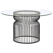 Round Dining Table Industrial Dining Table With Open Cage Base - Gunmetal