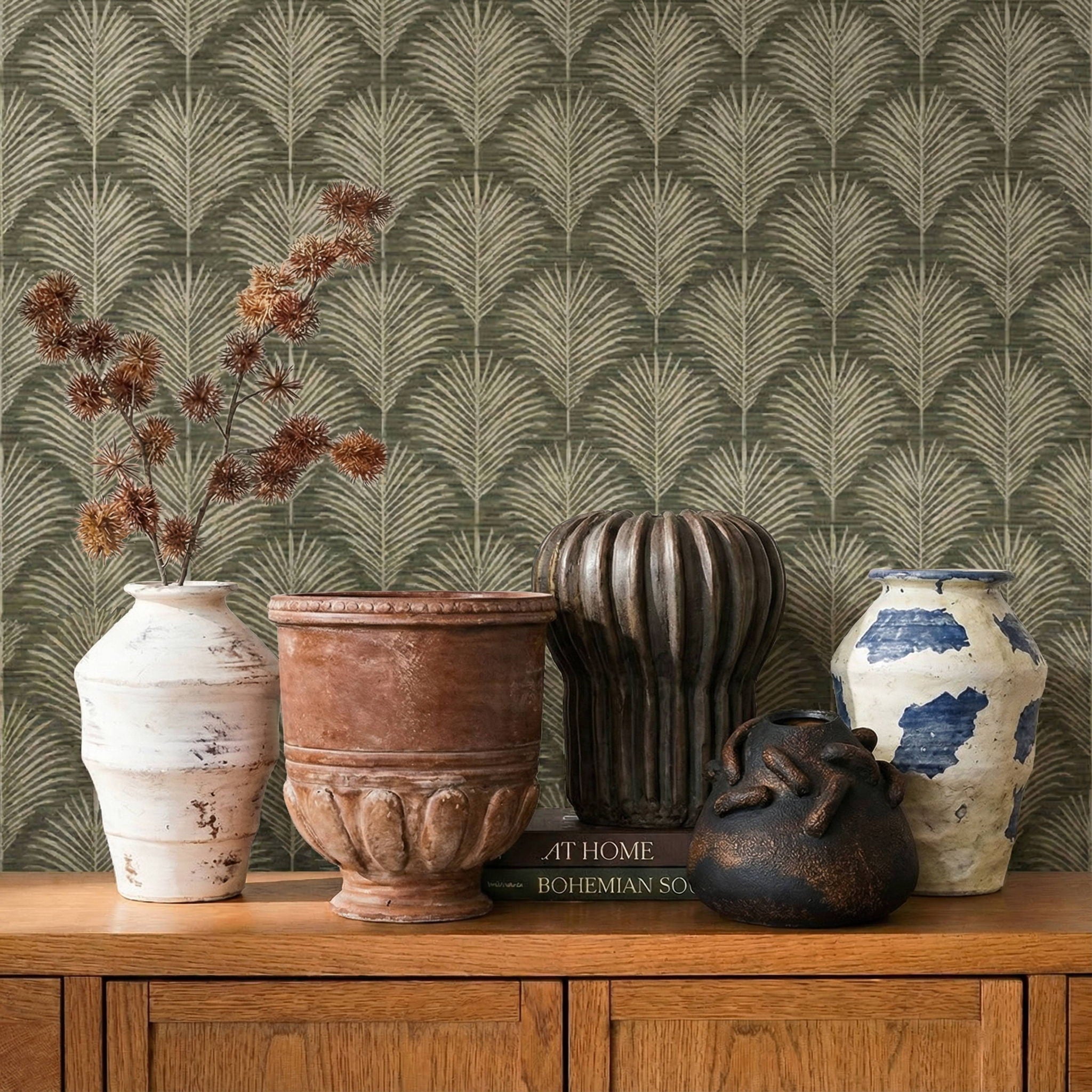 Visha - Terracotta Vase - Cream and Blue