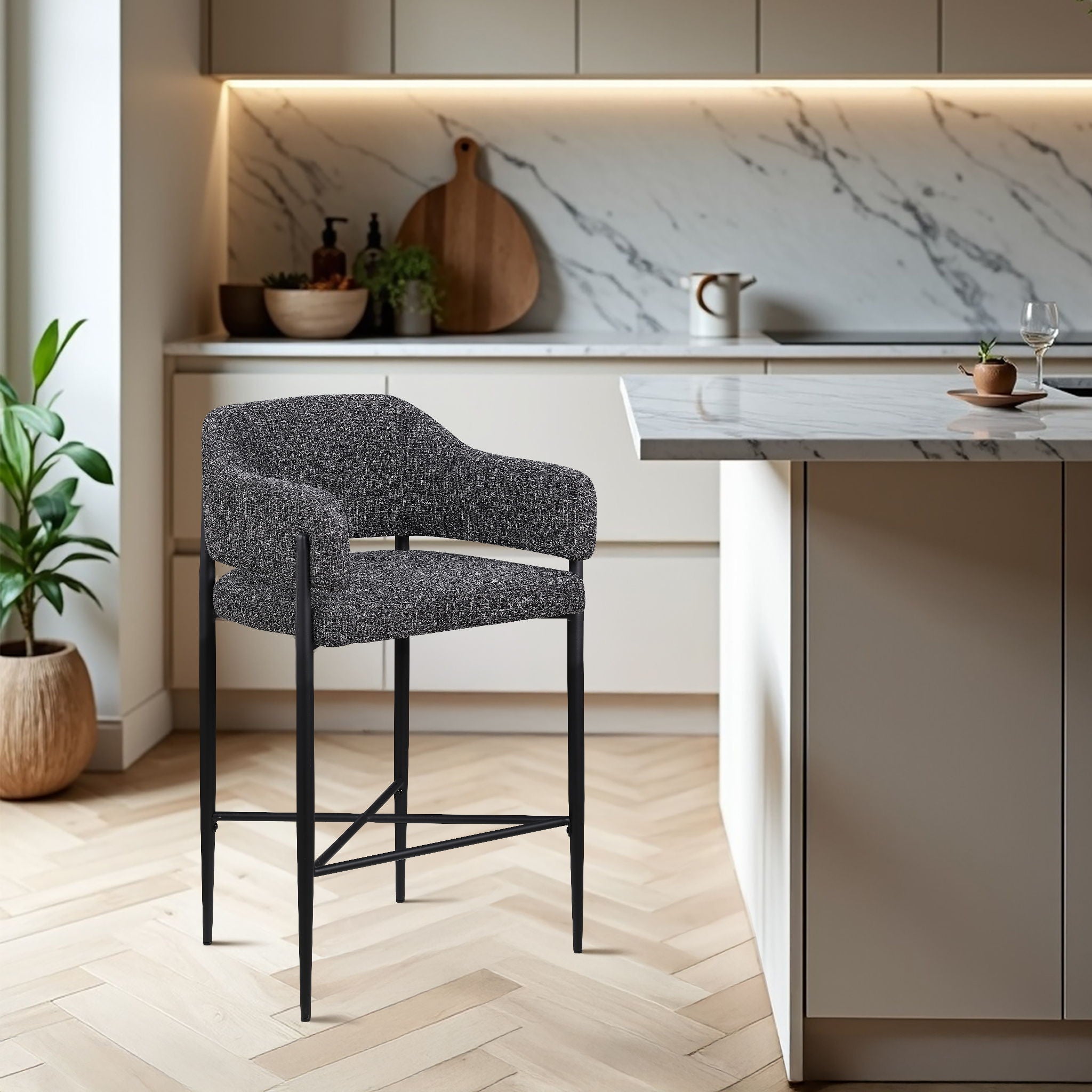 Dame - Fabric Upholstered Counter Stool (Set of 2)