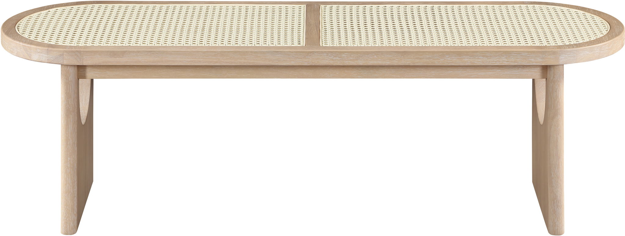 Canovia - Solid Wood And Faux Cane Bench