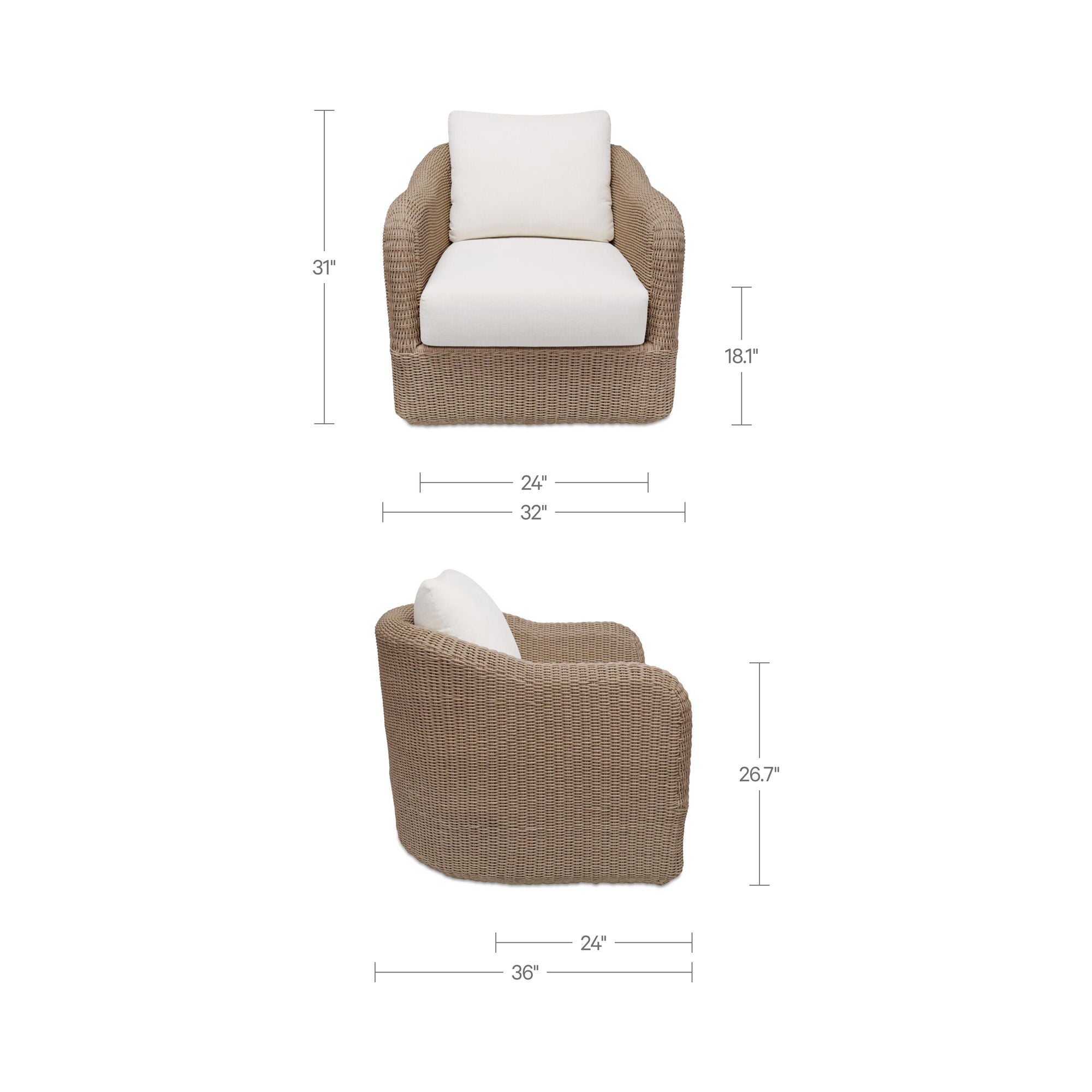 Bodhi - Outdoor Swivel Accent Chair - Natural