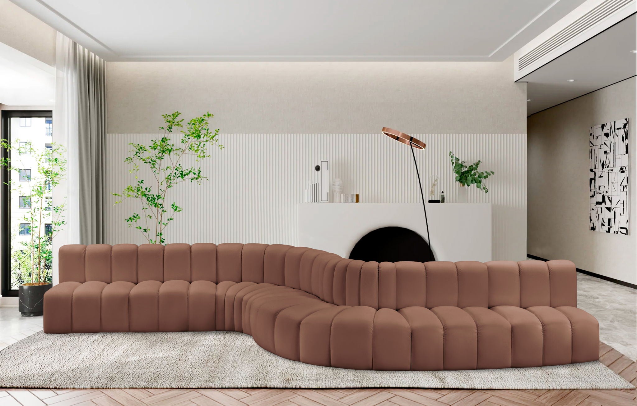 Arc - Faux Leather 8 Piece Curved Modular Sofa