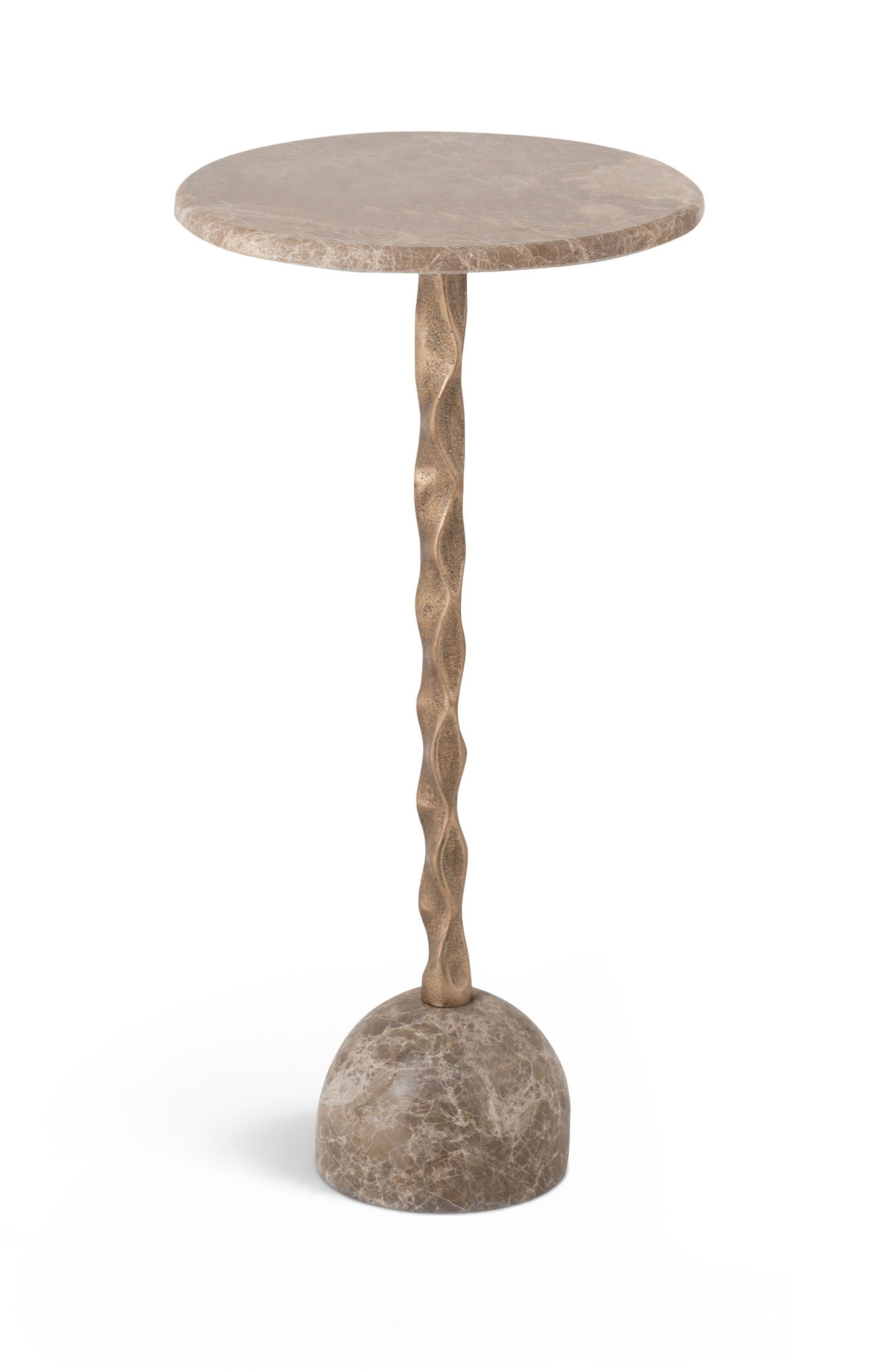 Helix - Genuine Marble Top And Aluminum Base End / Side Table