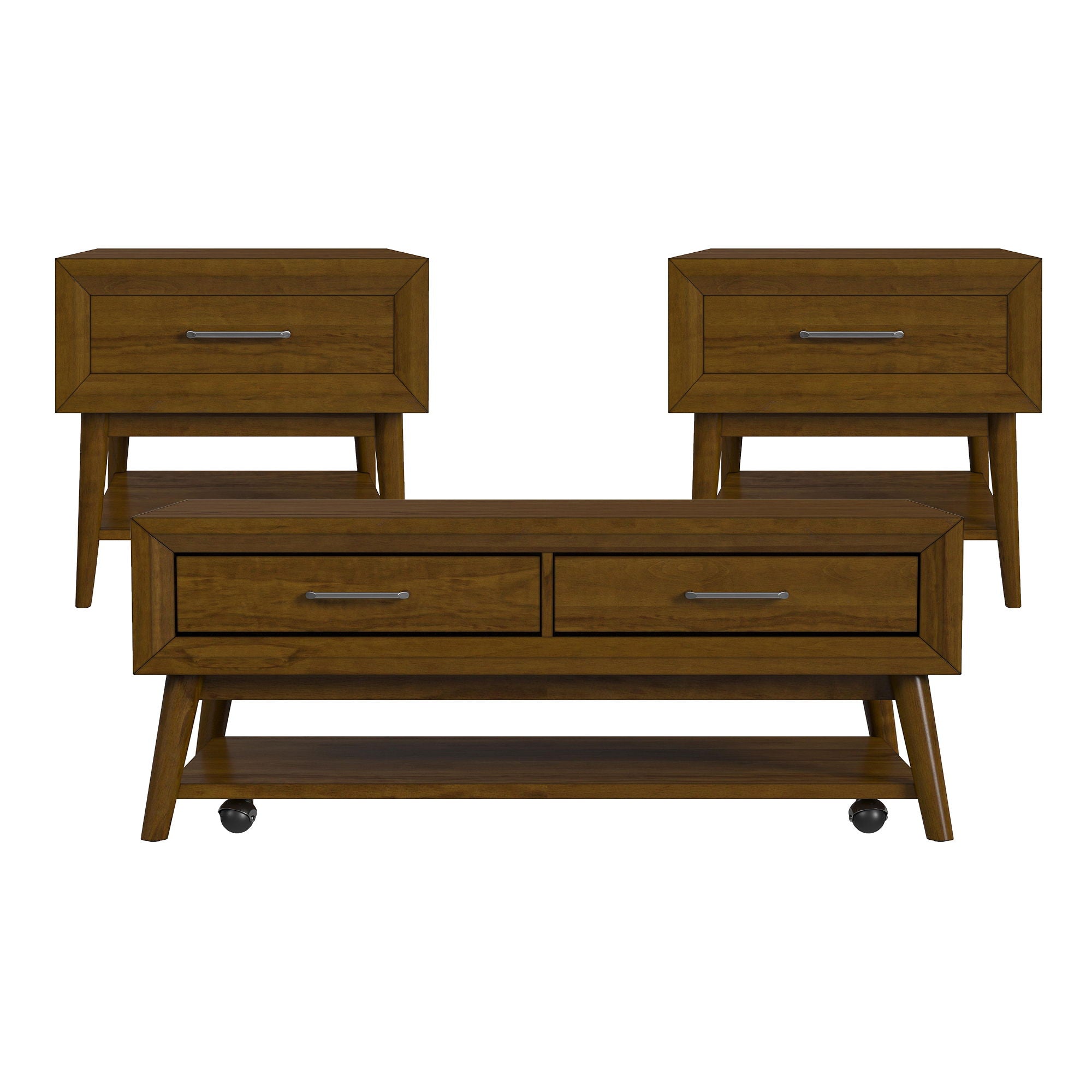 Santa Barbara - 3 Piece Occasional Table Set (Coffee Table & Two End Tables) - Walnut