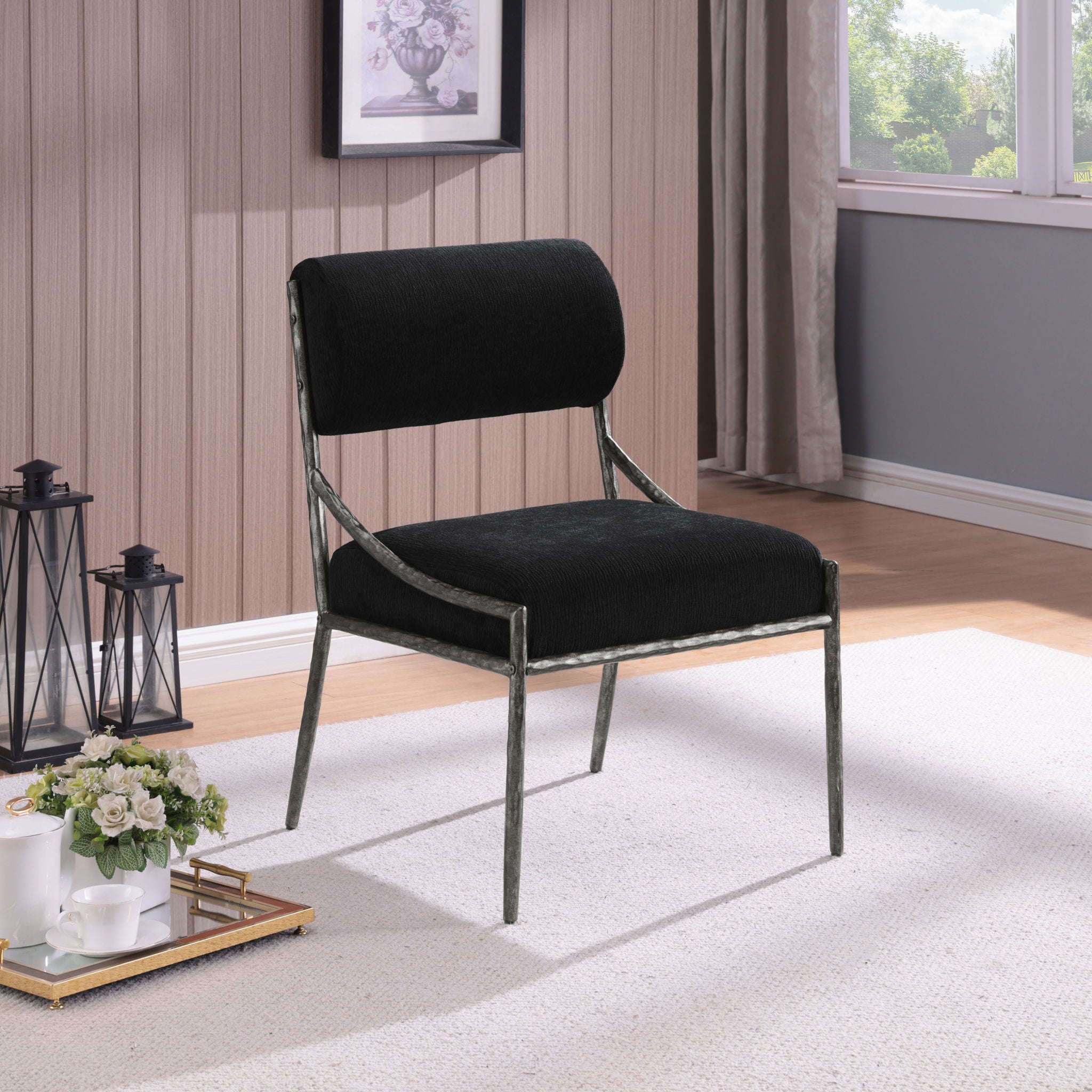 Bastille - Upholstered Dining Side Chair (Set of 2) - Silver Frame