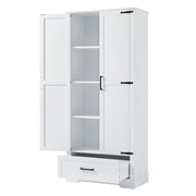 Tall Bathroom Storage Cabinet With 2 Doors And 2 Drawer, Adjustable Shelf - White