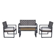 4 Piece Patio Furniture Set With Acacia Wood Table Top And Cushions