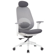 Office High Back Swivel Desk Chair With Height Adjustable Backrest, 3 Tilt Lock & Rotatable Headrest - Milk White