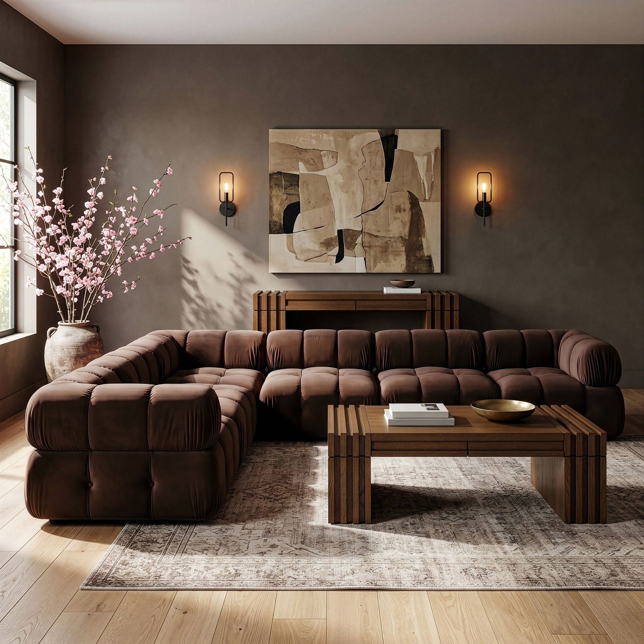 Orin - L-Shaped Velvet 6 Piece Modular Sectional