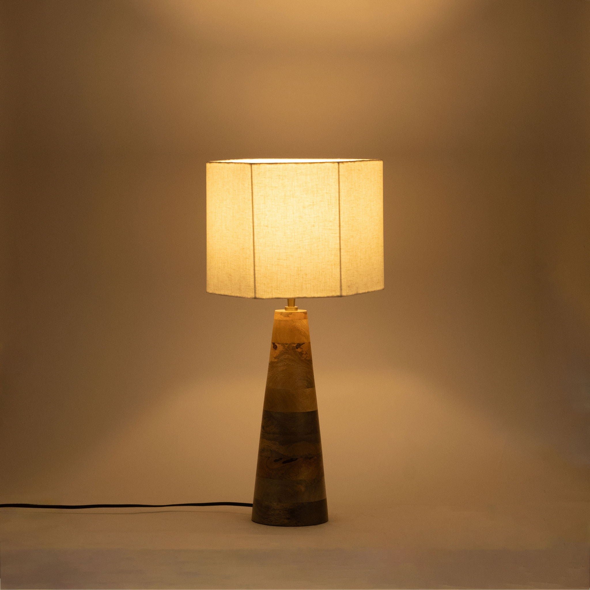 Juniper - Mango Wood Base And Linen Textured Fabric Shade Table Lamp